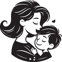 Happy Mother's Day silhouette. Mother with child holding vector illustration. Mother's Day icon design	