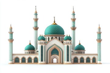 Obraz premium 3D Eid Mubarak Poster Isolated and White Background