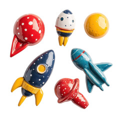 Space-Themed Decorations isolated on white background