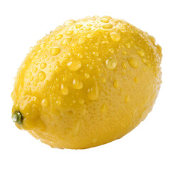 Zesty Lemon: A vibrant, yellow lemon glistens with refreshing droplets, a perfect visual embodiment of freshness and natural zest.