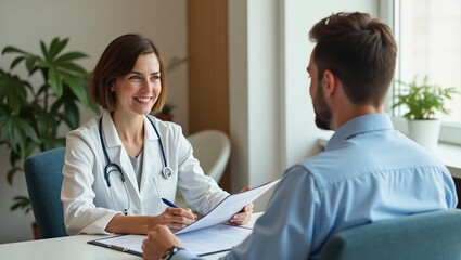 Fototapeta premium female doctor talking to patient