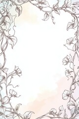 Pastel flower frame with organic outlines and flowing garden elements