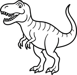 Tyrannosaurus Dinosaur Line Art  in Black and White