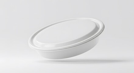 Clean White Round Food Container Mockup, Ideal for Branding and Packaging Design Presentation.  Perfect for showcasing your food product labels and designs.