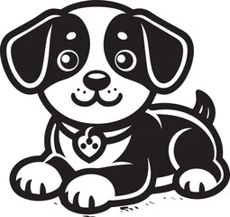 Black & White Puppy Dog Vector