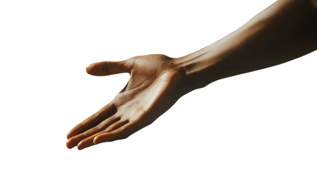 a woman's hand reaching out in the dark on a transparent background, PNG image, PNG file, Generative art.
