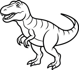 Tyrannosaurus Dinosaur Line Art  in Black and White