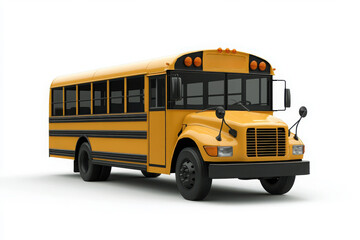 A vibrant yellow school bus against a clean white backdrop offering a perfect visual for educational or transportation-themed projects and designs