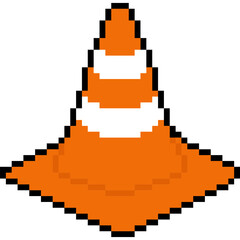 Fototapeta premium Traffic cone. Pixel traffic cone. 8 bit traffic cone flat
