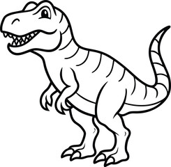 Tyrannosaurus Dinosaur Line Art  in Black and White