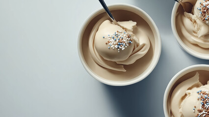 Creamy vanilla ice cream with colorful sprinkles