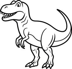 Tyrannosaurus Dinosaur Line Art  in Black and White