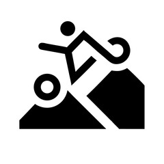 biking mountain glyph  vector flat icon