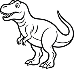 Tyrannosaurus Dinosaur Line Art  in Black and White