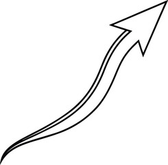 Curved Arrow Line Art Vector | Direction, Navigation & Icon Line Art