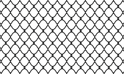 Fototapeta premium Seamless chain link fence on snow background.