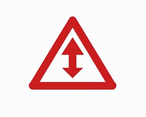 Minimalist icon: simple red warning triangle symbol containing a downward arrow, isolated, clearly signaling danger or decline.