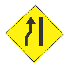 Road Narrows on left side sign, traffic sign, vector image