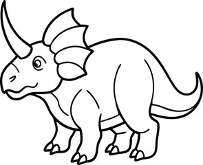 Fototapeta premium Triceratops Dinosaur Line Art in Black and White