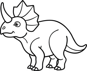 Triceratops Dinosaur Line Art  in Black and White