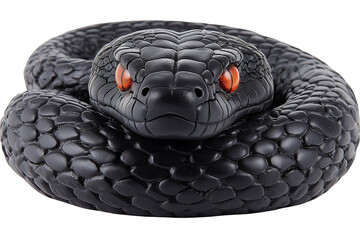 a black snake with red eyes on a transparent background, PNG image, PNG file, Generative art.