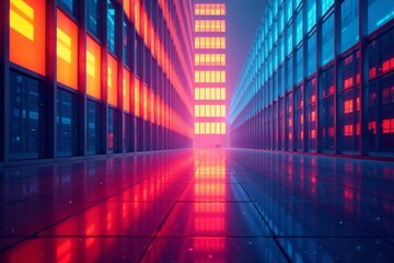 Abstract background of an office building with rows of windows creating a geometric pattern, facade, skyline, commercial