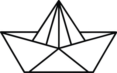 Paper Boat Icon Line Art Vector | Origami, Toy & Nautical Line Art