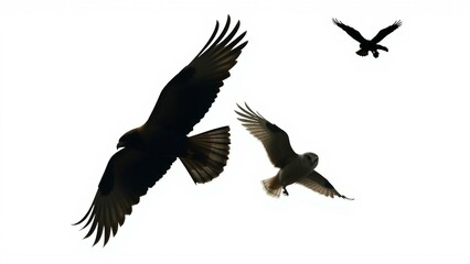 Obraz premium Dynamic Silhouettes of Birds of Prey Captured in Stunning 8K Clarity