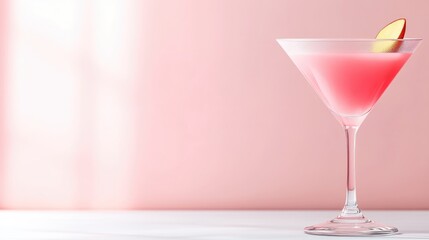 Pink cocktail with apple garnish