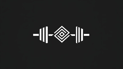Fitness Icon: A minimalist icon represents physical fitness, featuring a barbell with weights on each side. The design incorporates geometric shapes and clean lines.