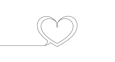A continuous line drawing of a heart, symbolizing love's enduring power and simple elegance in a minimalist style.