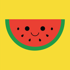  slice of watermelon with seeds forming a smile 