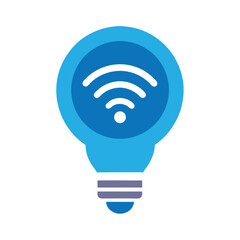 smart bulb with wifi signal on white background.