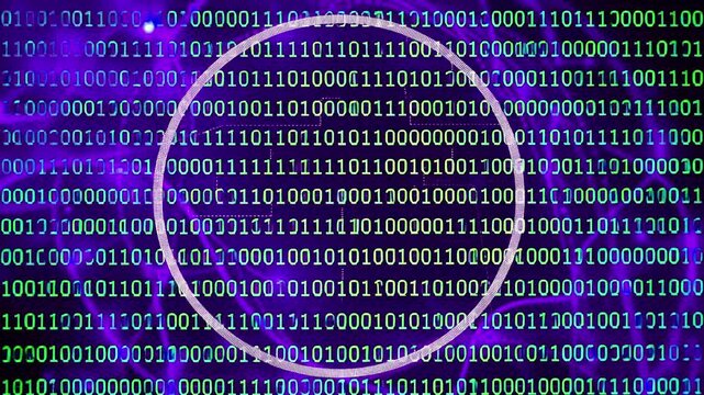 Abstract binary code stream digital background. Cybersecurity and futuristic technology concepts, patterns of green binary code flowing