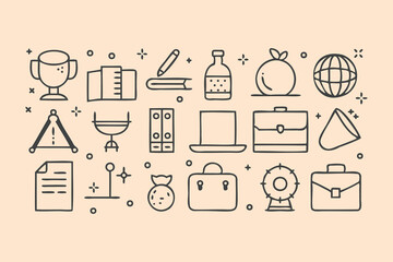 Business Education Outline Icons Set