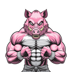 wildboar mascot vector illustration muscular wild boar design