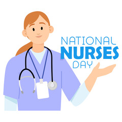 Young nurse with National Nurses Day inscription