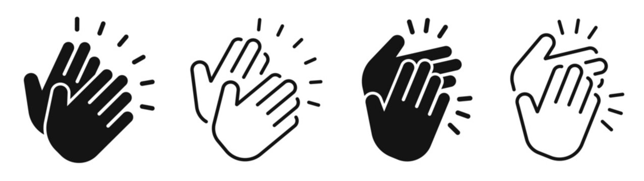 Applause flat and line icons set. Clapping hands symbol. Vector illustration