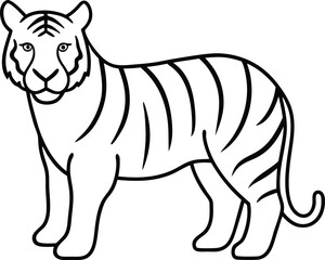 Outline Drawing of a Tiger in a Minimalist Line Art Style