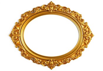 Ornate antique gold frame isolated on pure white background,  blank frame,  photo frame