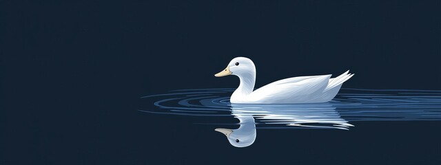 Obraz premium Minimalist Duck Swimming in Pond