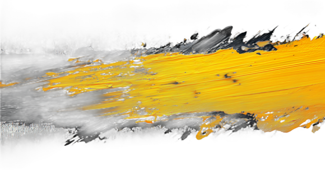 an abstract image of black and yellow paint on a transparent background, PNG image, PNG file, Generative art.