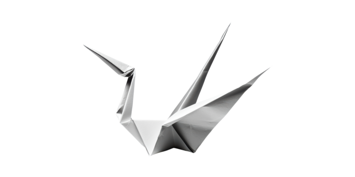 Origami Paper Crane. Symbol Of Peace And Japanese Artistry Isolated On Transparent Background