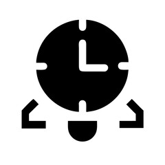 clock three glyph vector flat icon