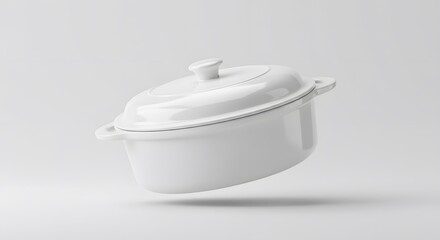 Elegant White Ceramic Casserole Dish with Lid for Baking and Cooking