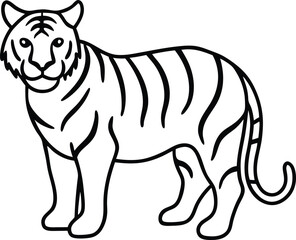Outline Drawing of a Tiger in a Minimalist Line Art Style