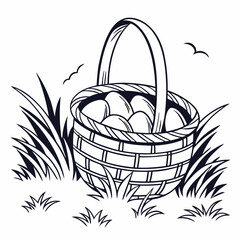 Fototapeta premium Egg Basket a premium AI-generated simple vector icon with an agriculture 