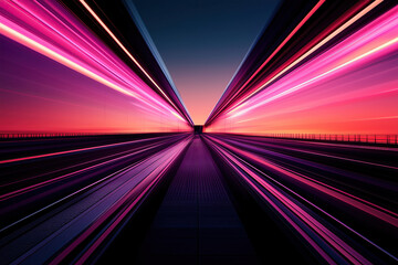 Speed tunnel with futuristic neon motion blur.