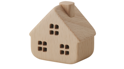 a wooden model of a house on a transparent background, PNG image, PNG file, Generative art.