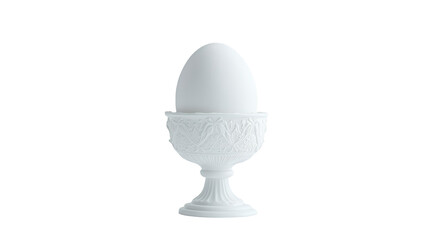 a white egg in a white egg holder on a transparent background, PNG image, PNG file, Generative art.